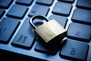 Lock on laptop representing exactis data breach