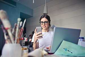 Small business owner at desk