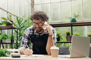 man on phone for customer service