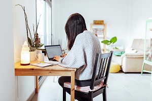young women working from home