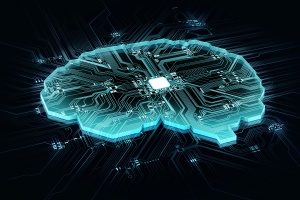 human brain on technology background represent artificial intell
