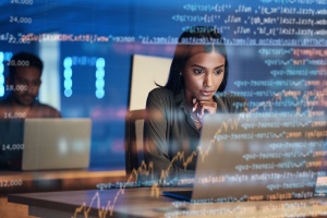 women looking into cyber security