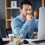 business professional working at a computer