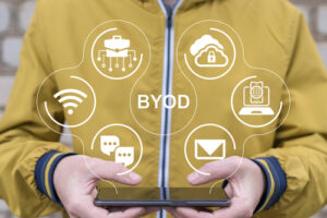 Bring Your Own Device icon with man holding phone